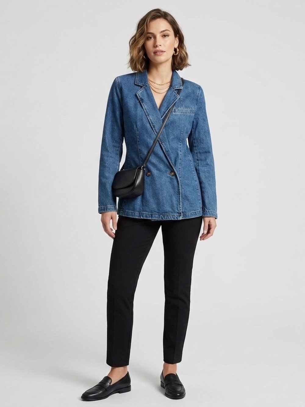 Boyish The Julian Blazer Structured Denim Jacket Double Breasted XS LIKE CRAZY
